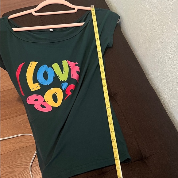 ( 0307) Women's Hunter Green 'I Love 80's' Graphic Top - Picture 4 of 6